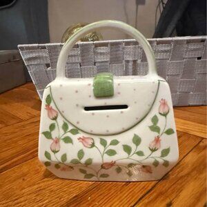 Andrea by Sadek Floral Porcelain Purse Piggy Bank – Hand-Painted Vintage Charm